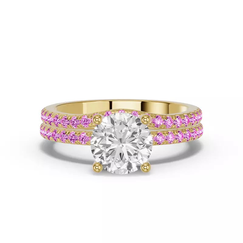 18K Yellow Gold Spectra Pink Sapphire Contoured Band
