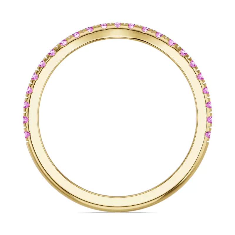 18K Yellow Gold Spectra Pink Sapphire Contoured Band