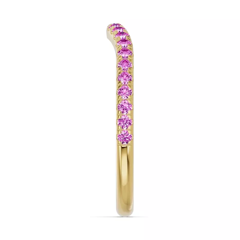 18K Yellow Gold Spectra Pink Sapphire Contoured Band