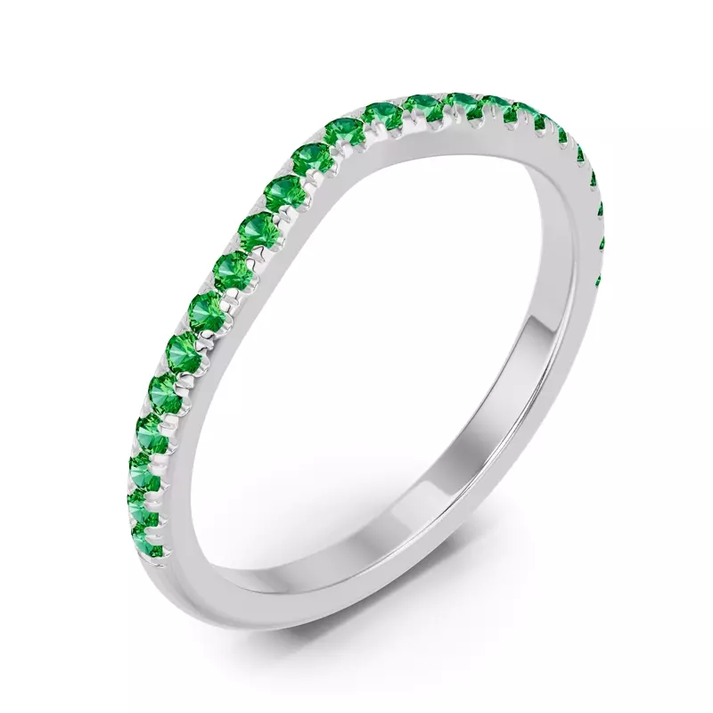 14K White Gold Spectra Tsavorite Contoured Band
