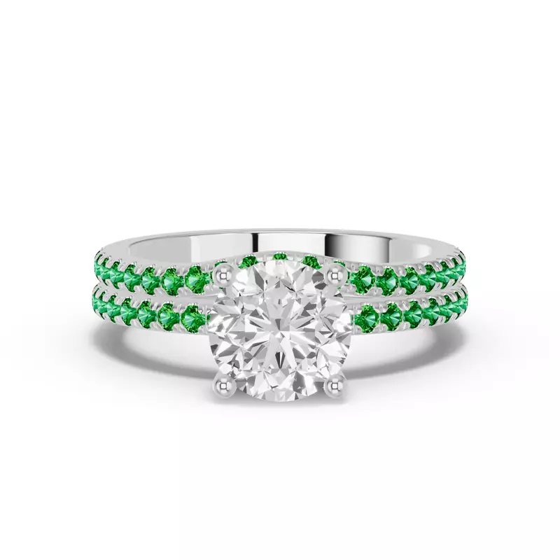 14K White Gold Spectra Tsavorite Contoured Band