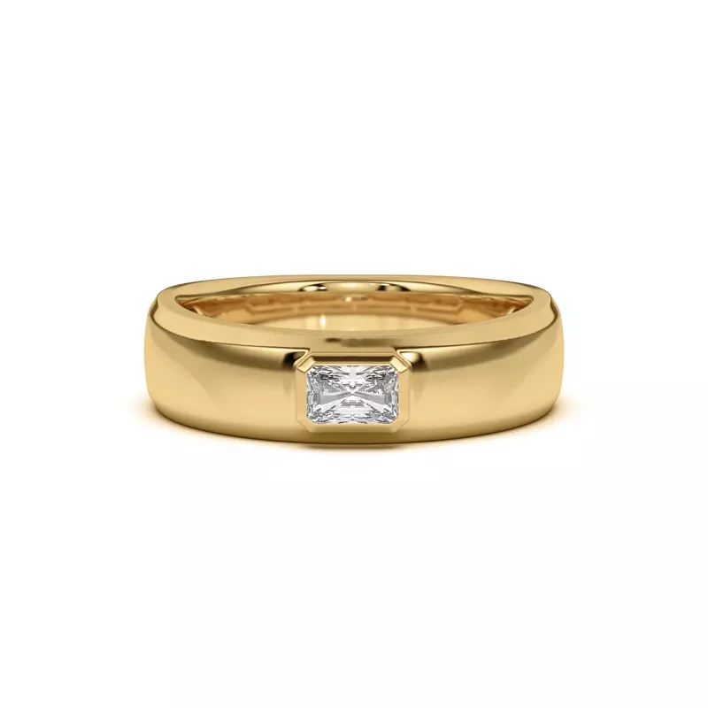 Raised Bezel Emerald-Cut Band
