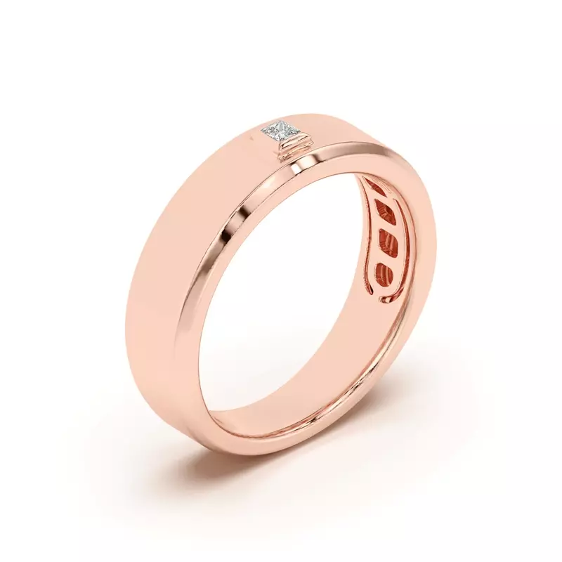 14K Rose Gold Raised Bezel Princess-Cut Band