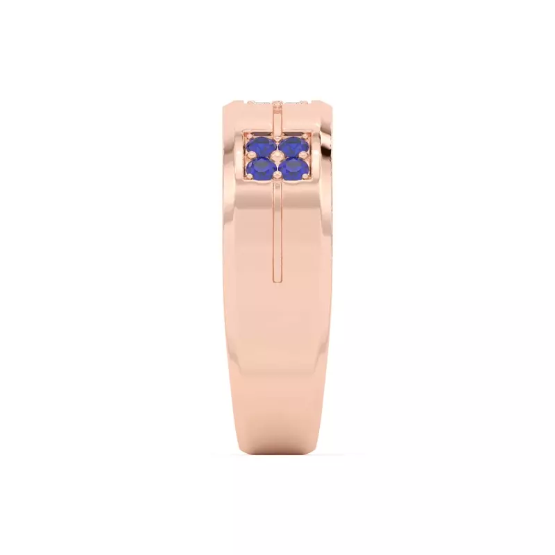 14K Rose Gold Quad Sapphire and Diamond Groove Band