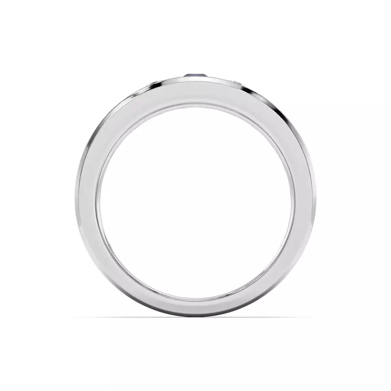 18K White Gold Diamond And Sapphire Grooved Band