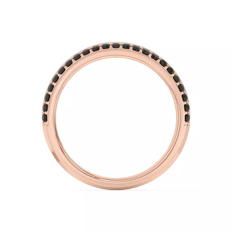 14K Rose Gold Black Sapphire Beveled Edge Band