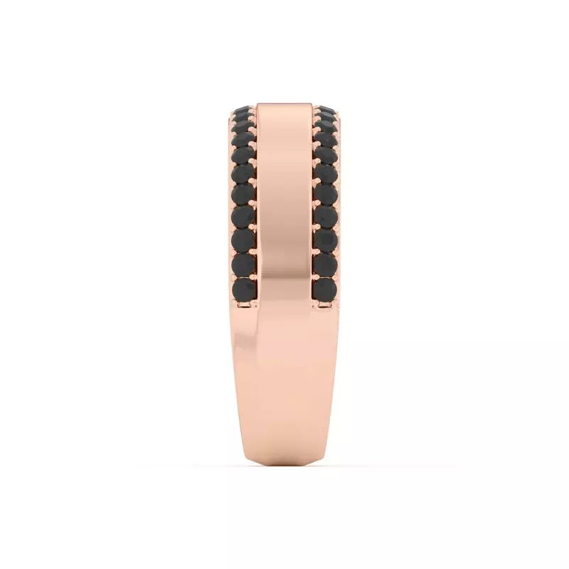14K Rose Gold Black Sapphire Beveled Edge Band