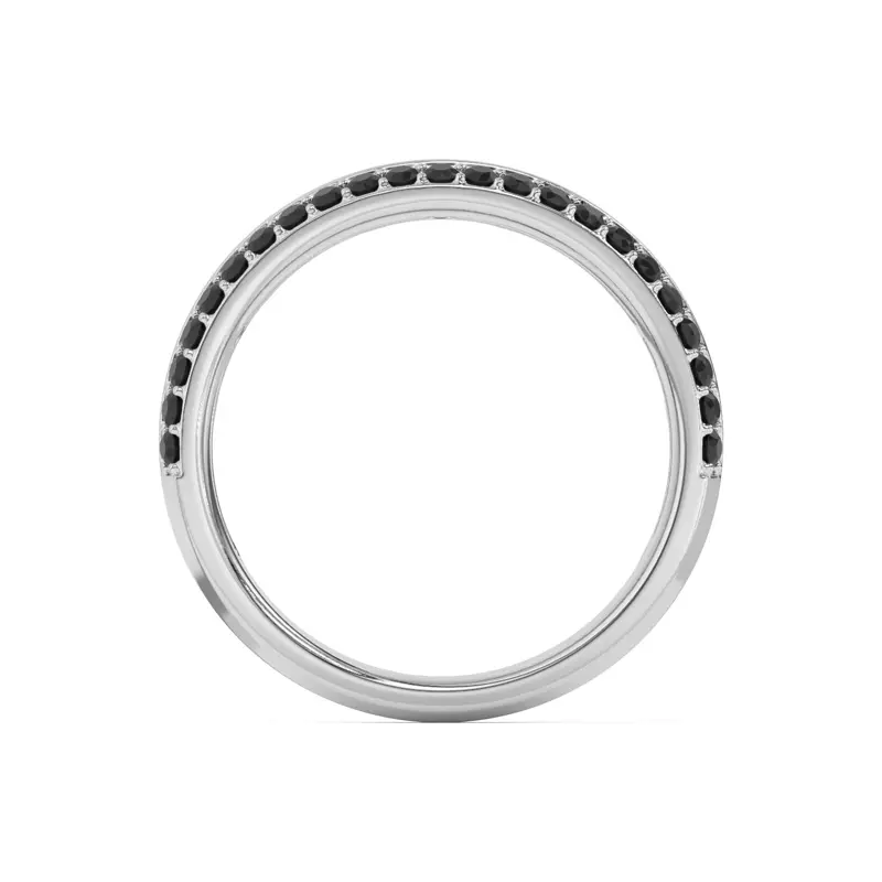 18K White Gold Black Sapphire Beveled Edge Band