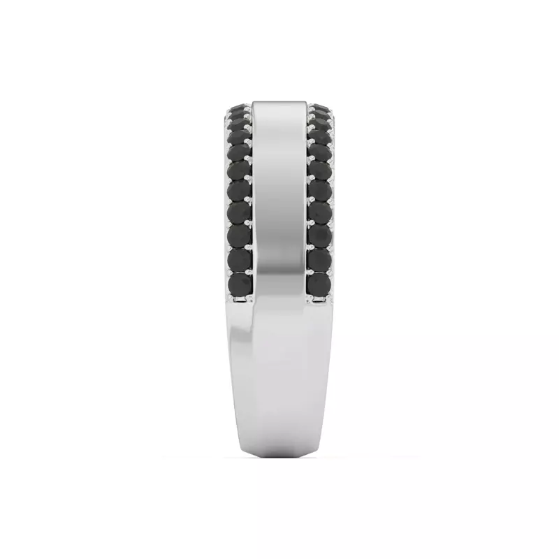 18K White Gold Black Sapphire Beveled Edge Band