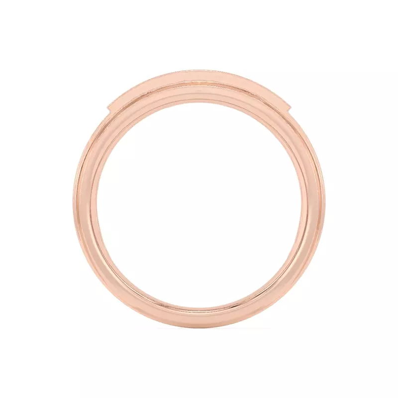 14K Rose Gold Sapphire Baguette and Round Diamond Band