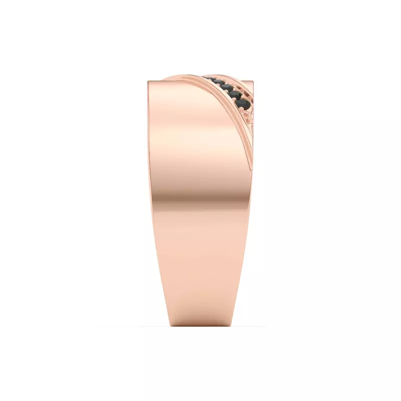 14K Rose Gold Diagonal Black Sapphire Wide Band