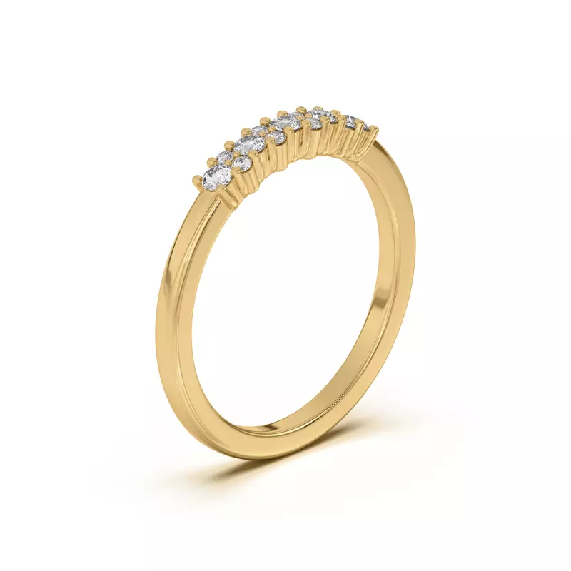 14K Yellow Gold Petite Cascade Diamond Band