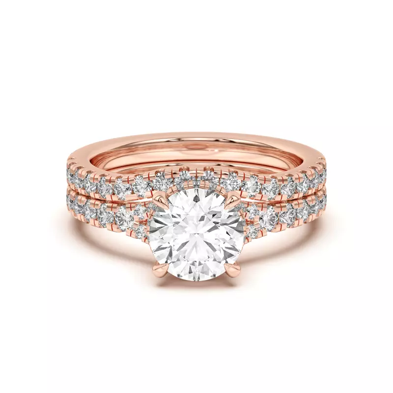 14K Rose Gold Orbit Pavé Curved Band