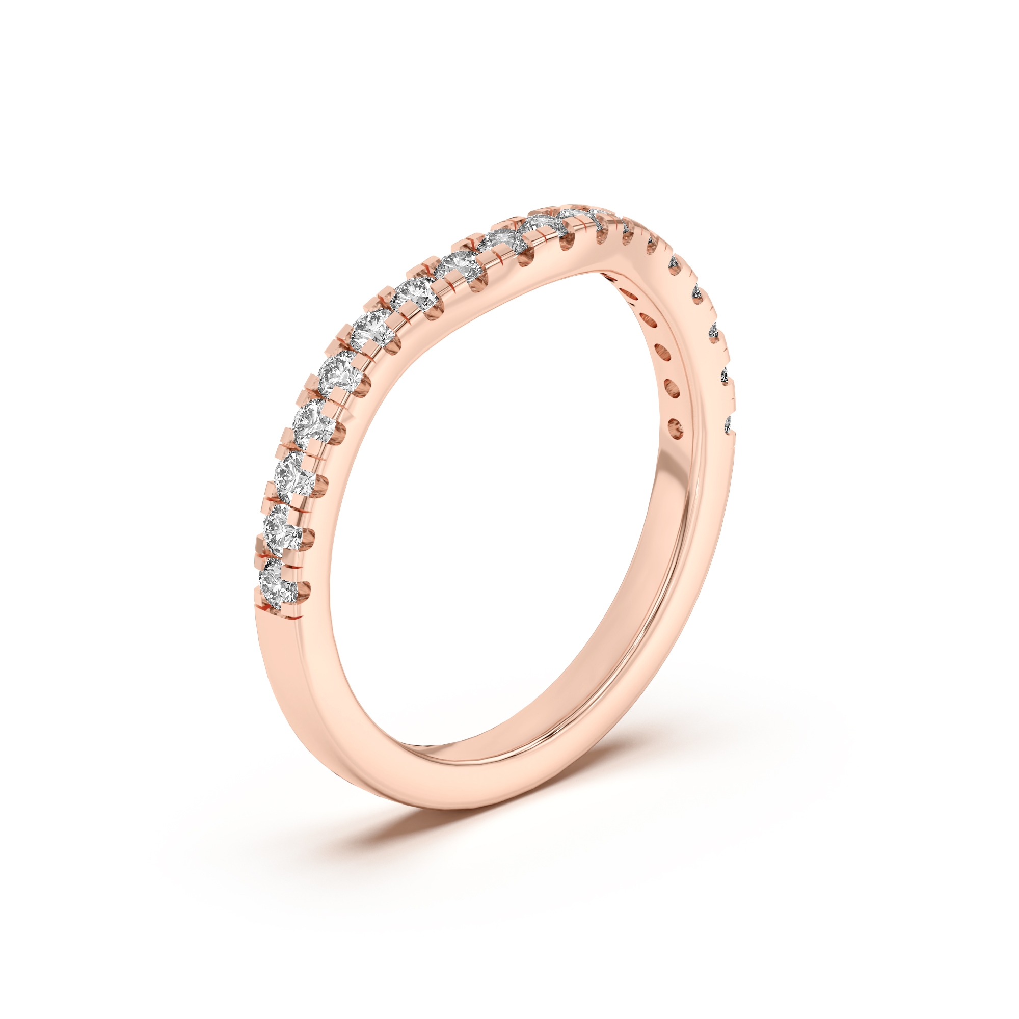 18K Rose Gold Orbit Pavé Curved Band