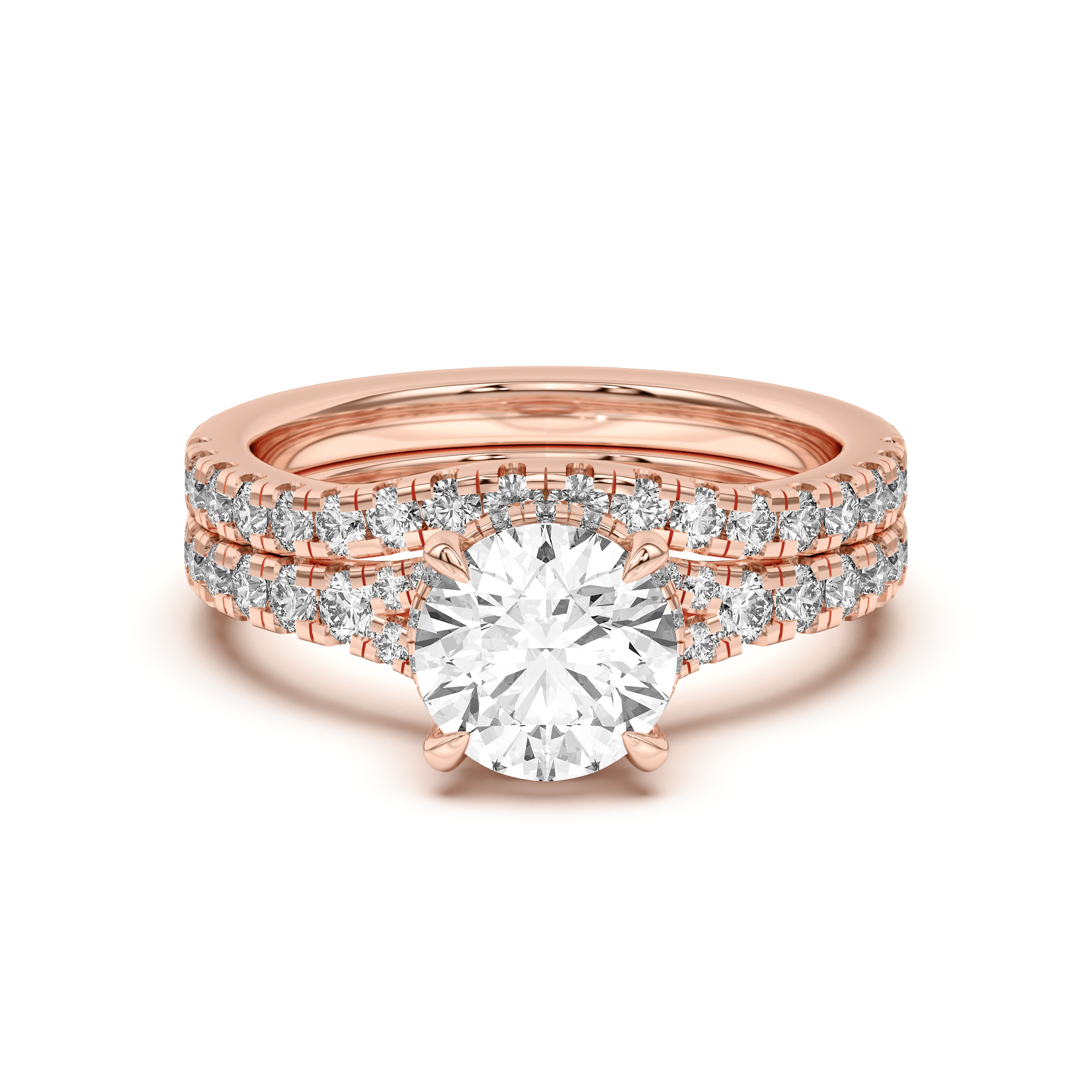 18K Rose Gold Orbit Pavé Curved Band