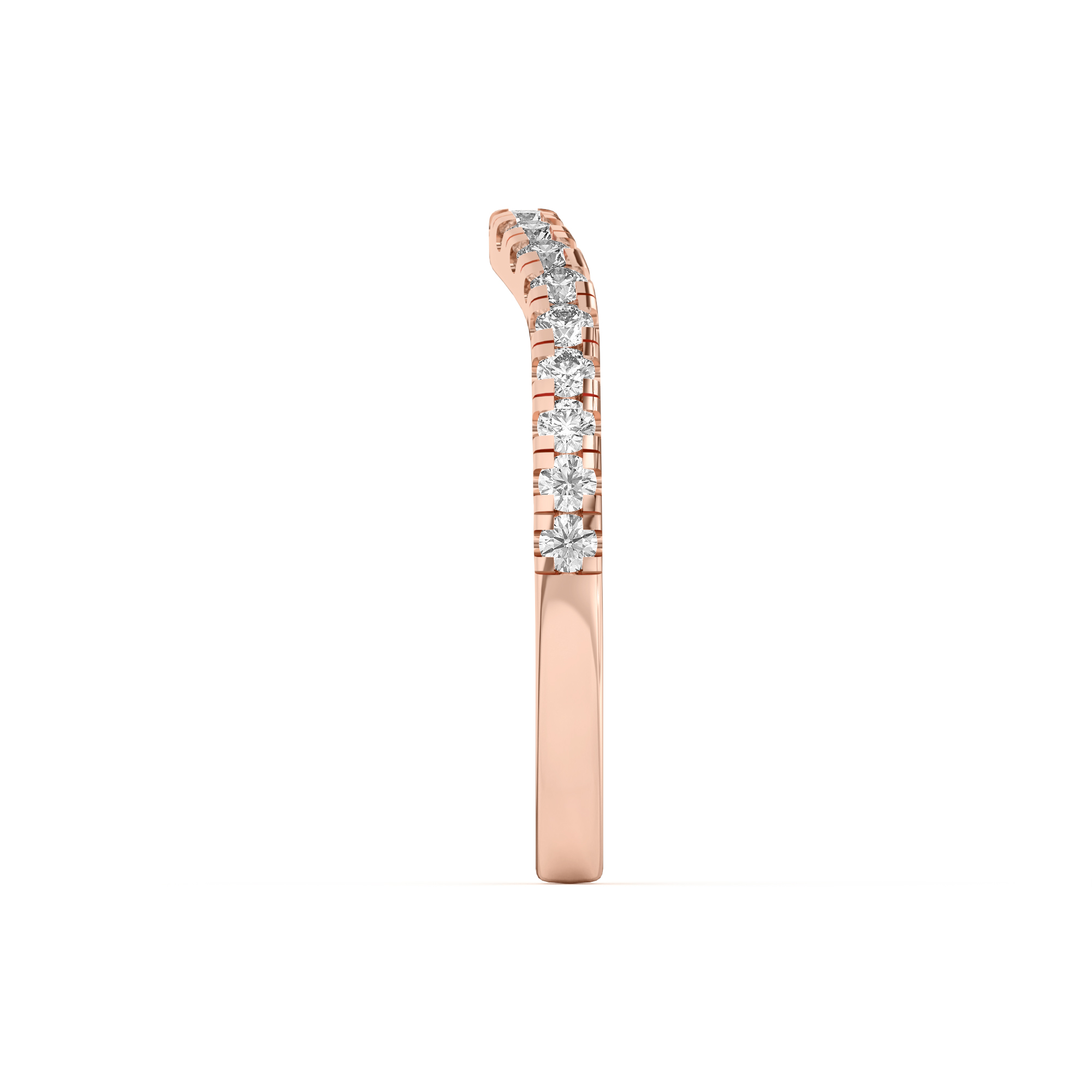 18K Rose Gold Orbit Pavé Curved Band