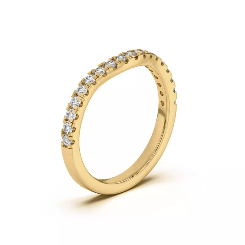 18K Yellow Gold Orbit Pavé Curved Band