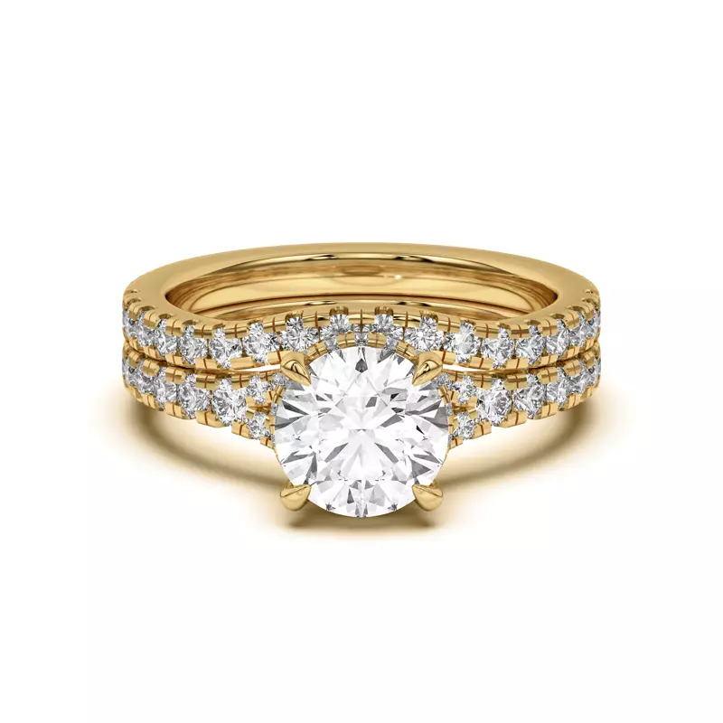 18K Yellow Gold Orbit Pavé Curved Band