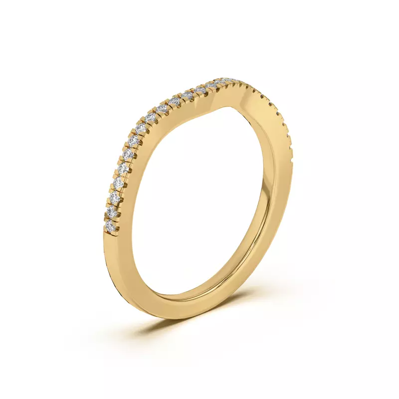 14K Yellow Gold Cambridge Curved Pavé Band