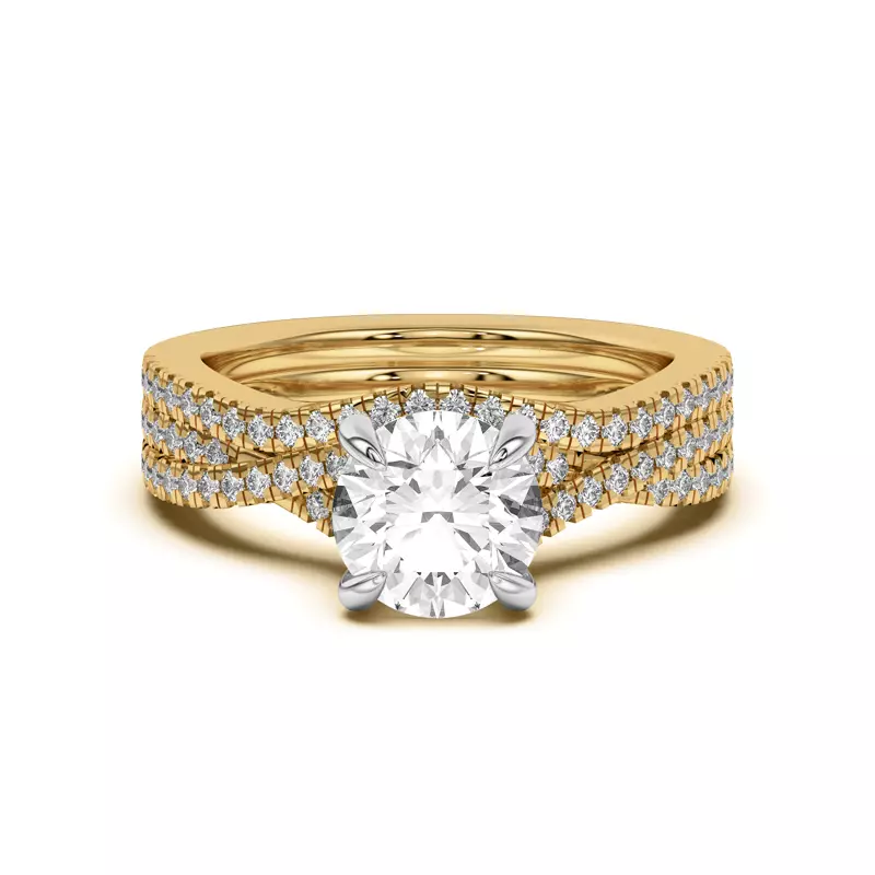 14K Yellow Gold Cambridge Curved Pavé Band