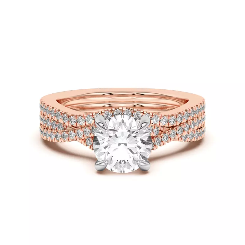 18K Rose Gold Cambridge Curved Pavé Band