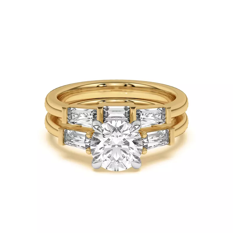14K Yellow Gold Arden Lab Baguette Inset Band