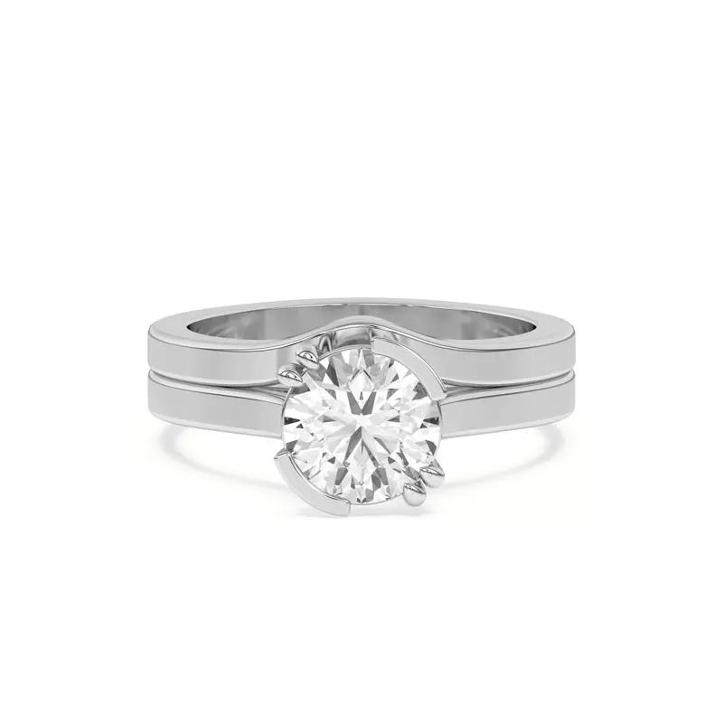 14K White Gold Fusion Curved Band