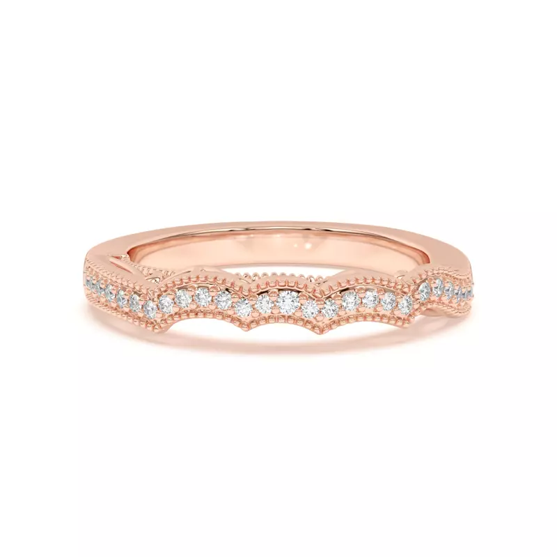 18K Rose Gold Oasis Filigree Pavé Curved Band