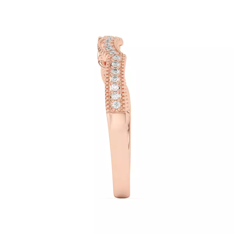 18K Rose Gold Oasis Filigree Pavé Curved Band