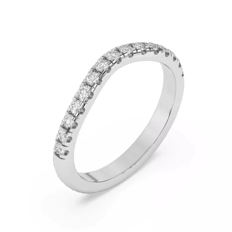14K White Gold Petalo Pavé Curved Band