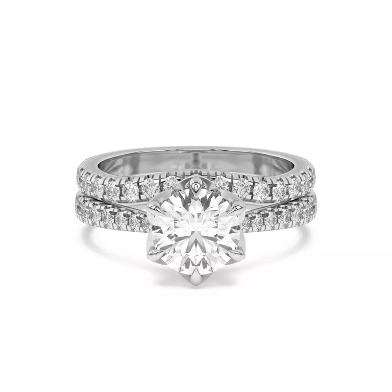 14K White Gold Petalo Pavé Curved Band