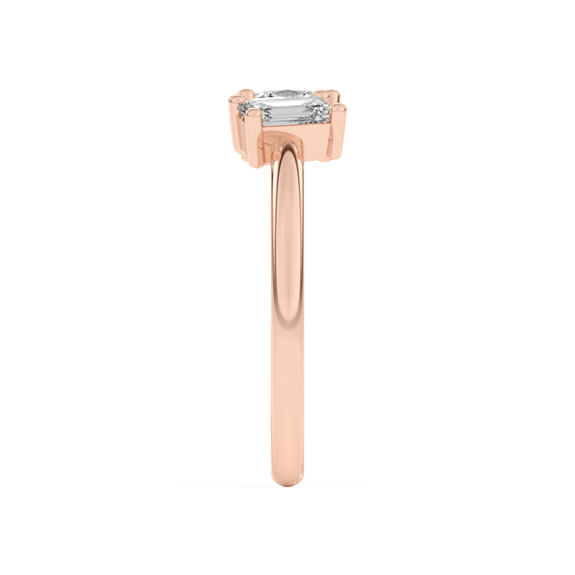 18K Rose Gold Toi et Moi Oval and Emerald Lab Ring (1.00 cttw)