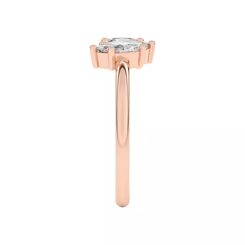 14K Rose Gold Toi et Moi Oval and Marquise Lab Ring (1.00 cttw)