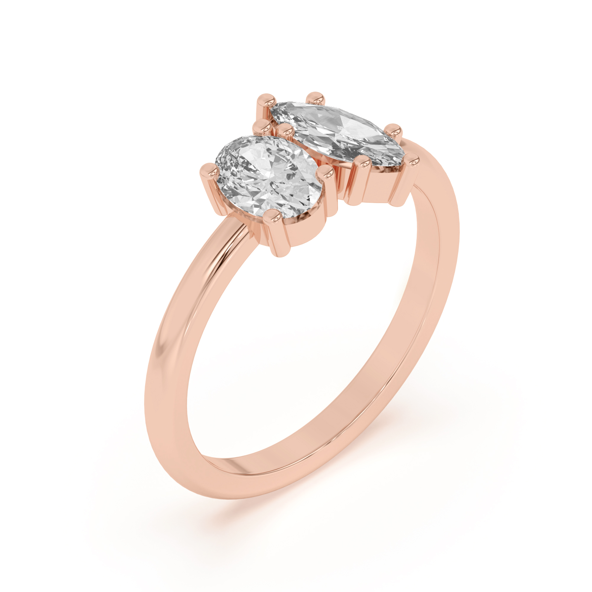18K Rose Gold Toi et Moi Oval and Marquise Lab Ring (1.00 cttw)