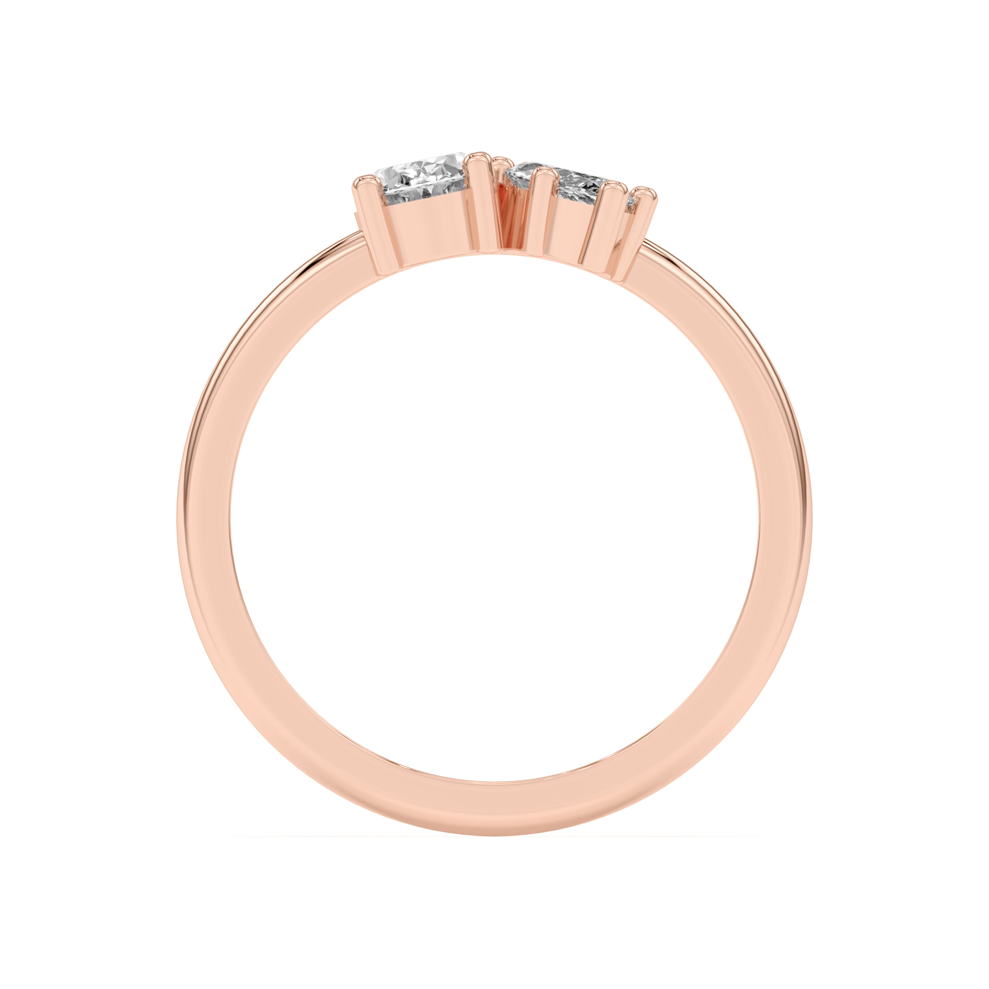 18K Rose Gold Toi et Moi Oval and Marquise Lab Ring (1.00 cttw)