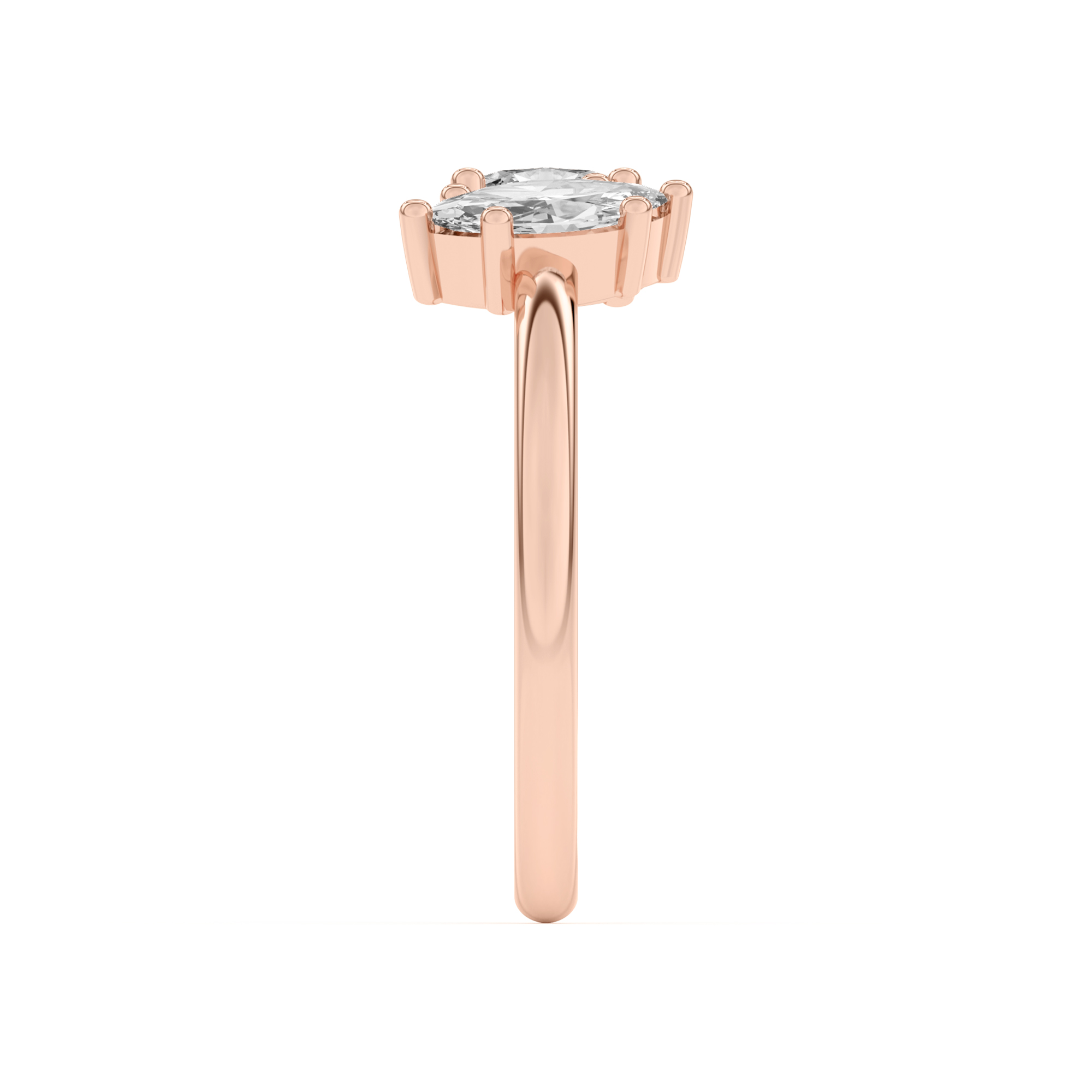 18K Rose Gold Toi et Moi Oval and Marquise Lab Ring (1.00 cttw)
