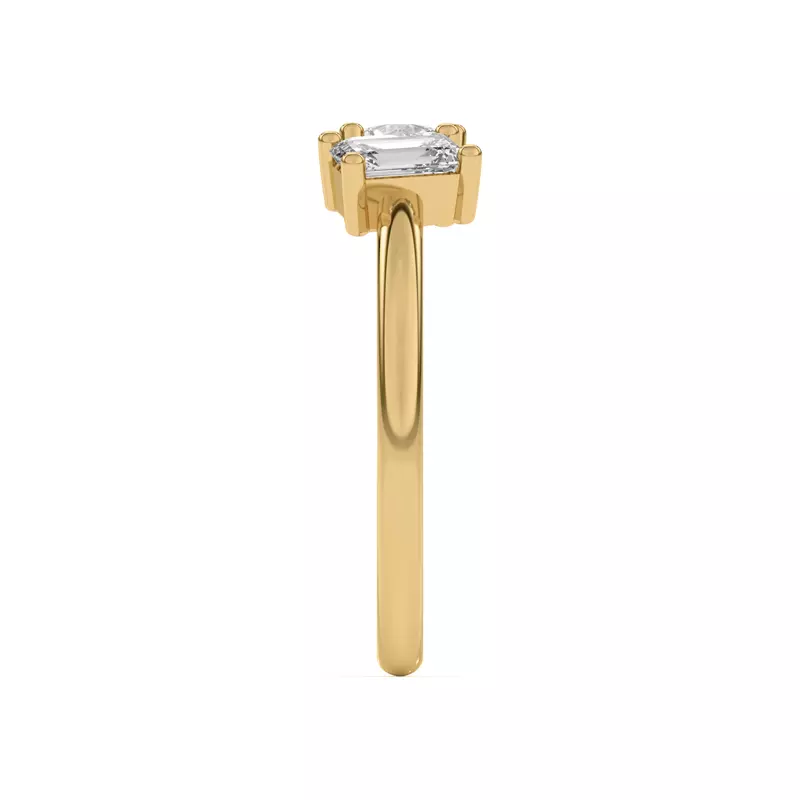 14K Yellow Gold Toi et Moi Round and Emerald Lab Ring (1.00 cttw)