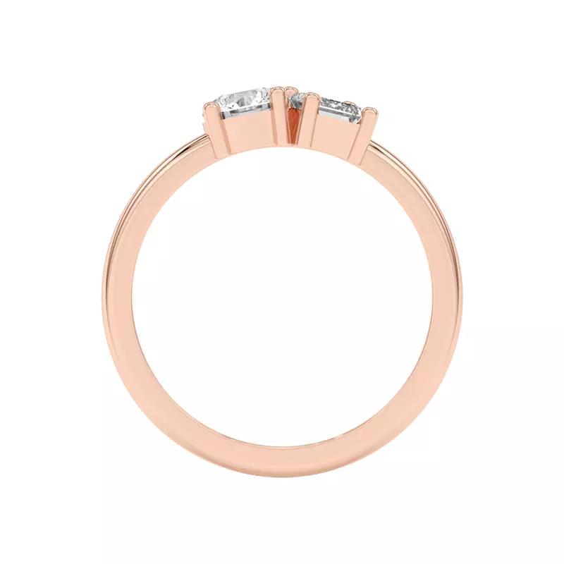 18K Rose Gold Toi et Moi Round and Emerald Lab Ring (1.00 cttw)
