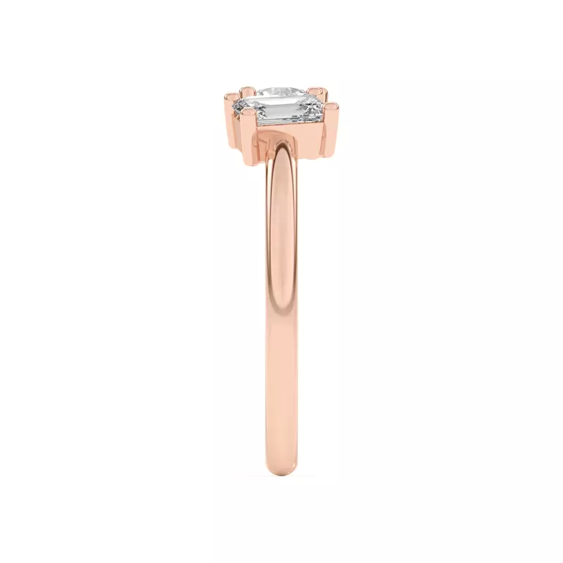18K Rose Gold Toi et Moi Round and Emerald Lab Ring (1.00 cttw)