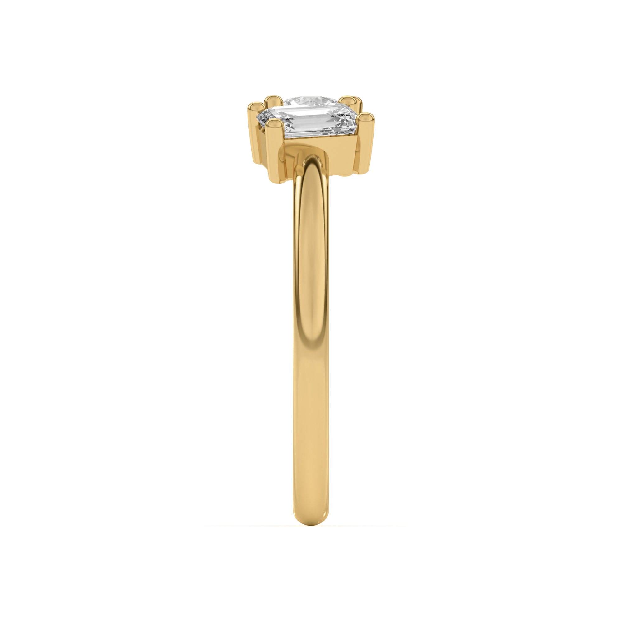 18K Yellow Gold Toi et Moi Round and Emerald Lab Ring (1.00 cttw)