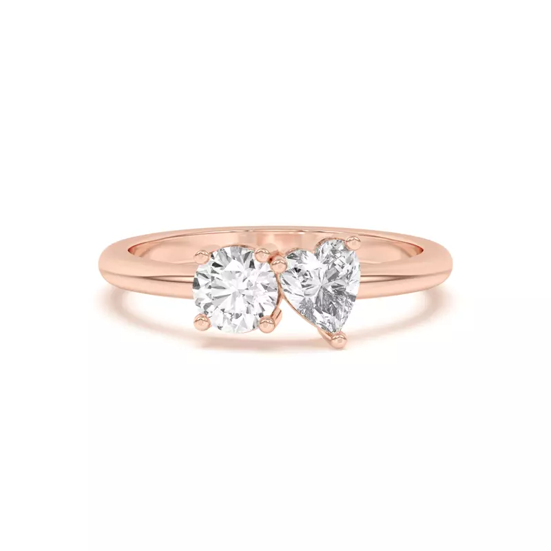 Toi et Moi Round and Heart Lab Ring (1.00 cttw)