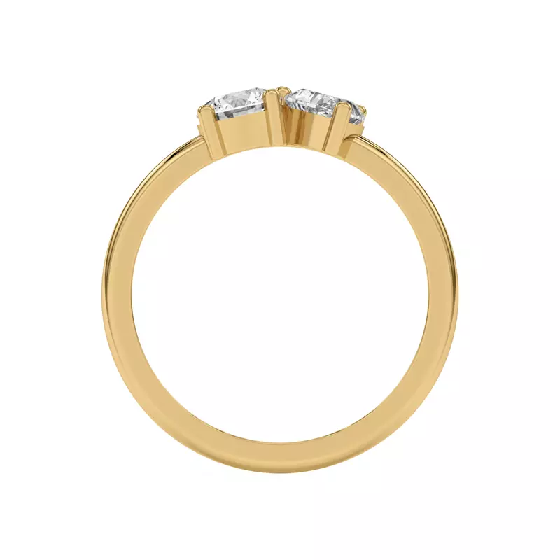 18K Yellow Gold Toi et Moi Round and Heart Lab Ring (1.00 cttw)