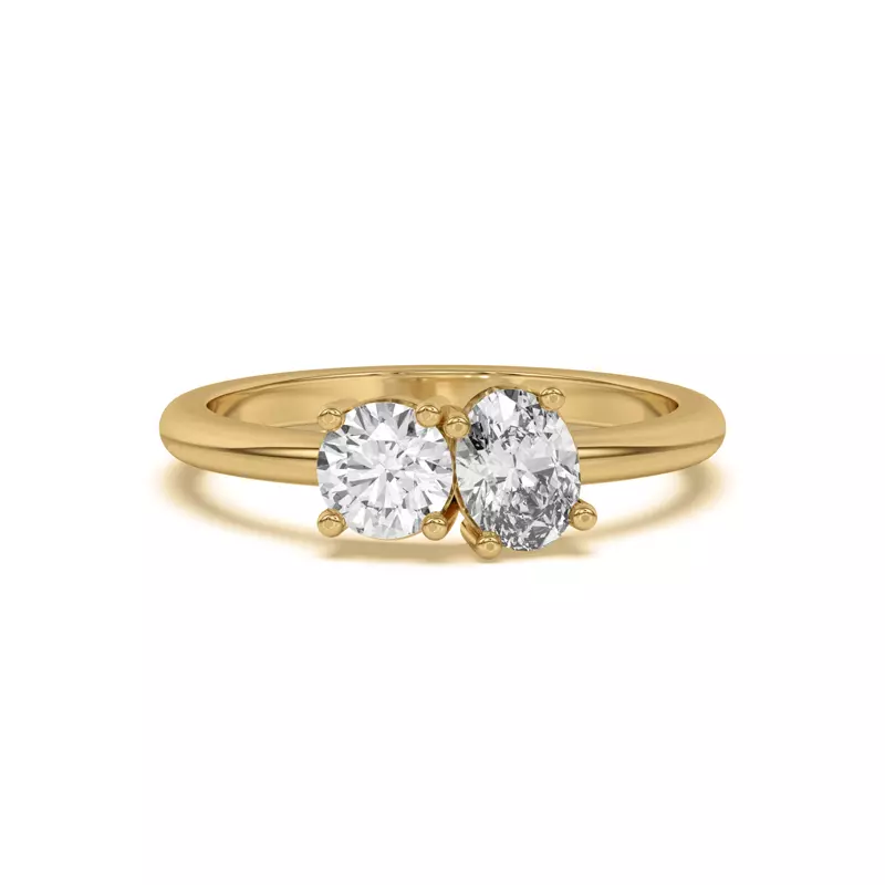 Toi et Moi Round and Oval Lab Ring (1.00 cttw)