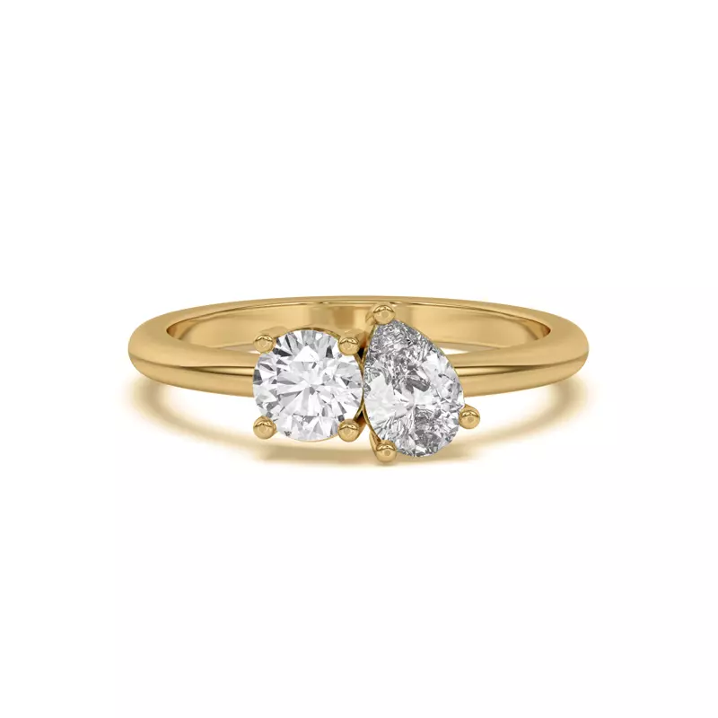 Toi et Moi Round and Pear Lab Ring (1.00 cttw)