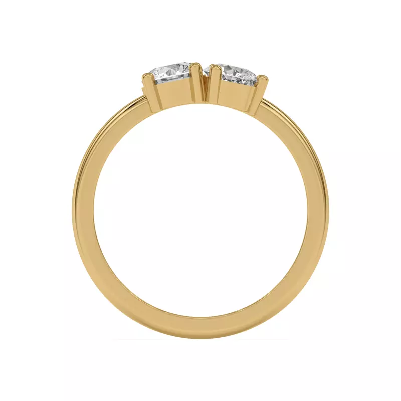 14K Yellow Gold Toi et Moi Round and Pear Lab Ring (1.00 cttw)