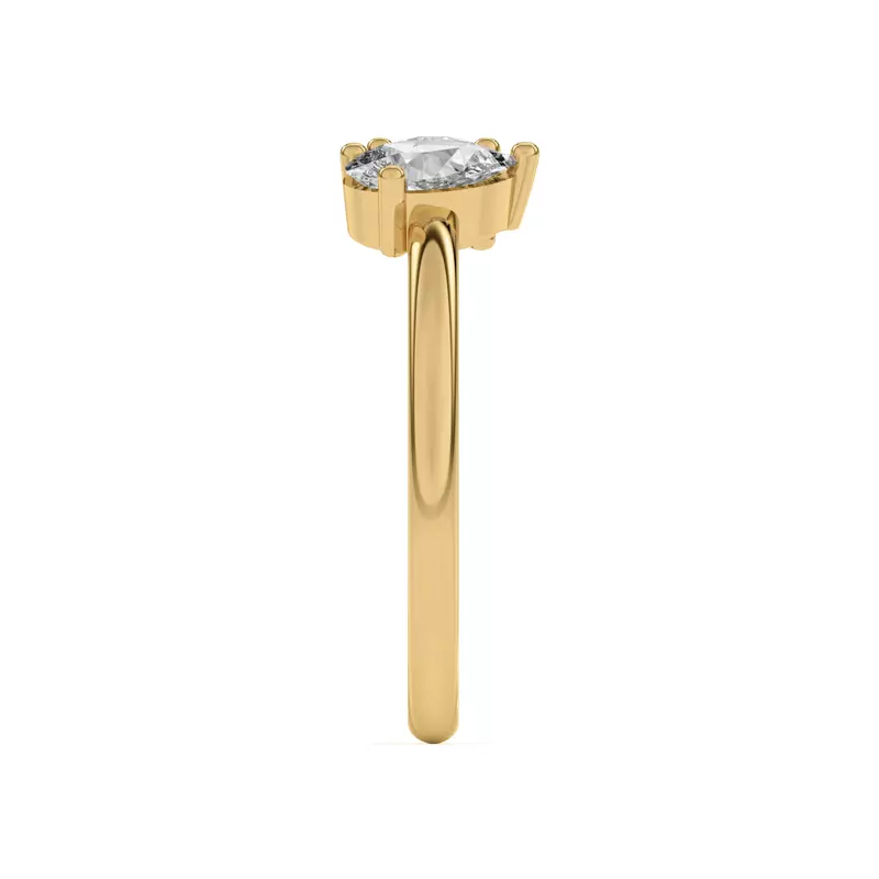 14K Yellow Gold Toi et Moi Round and Pear Lab Ring (1.00 cttw)