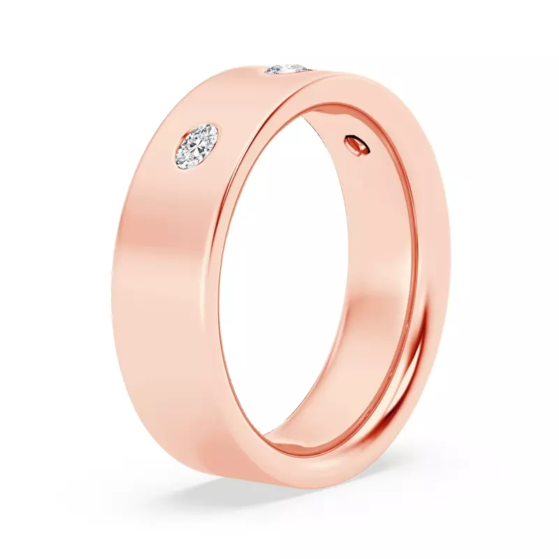 14K Rose Gold Flush Set Oval Diamond Band (7mm)