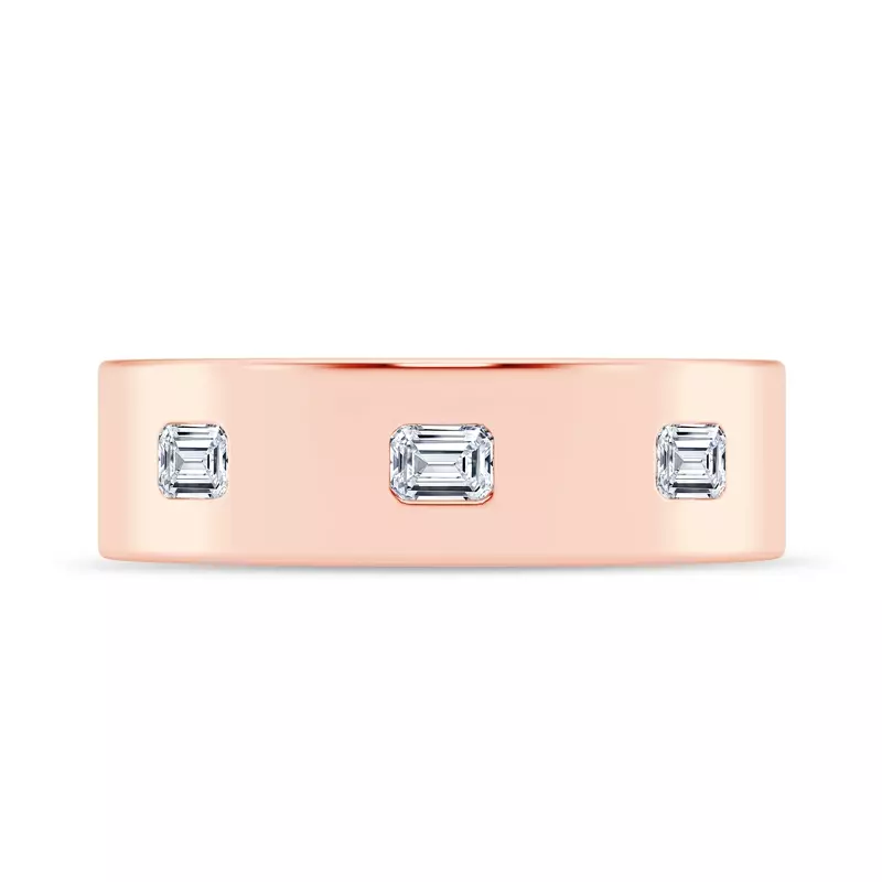 Flush Set Emerald-Cut Diamond Band (7mm)