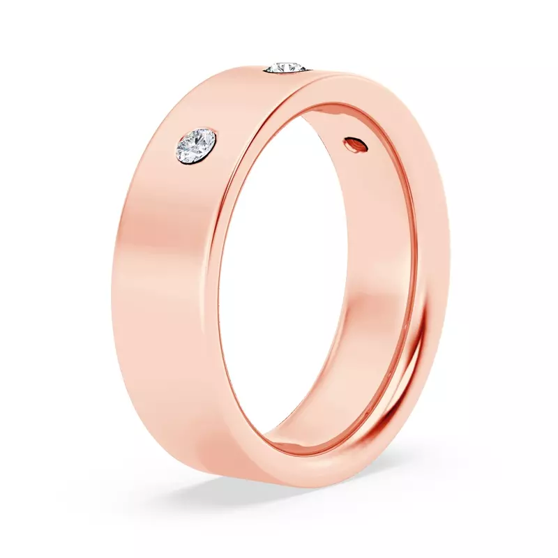 14K Rose Gold Flush Set Round Lab Diamond Band (7mm)