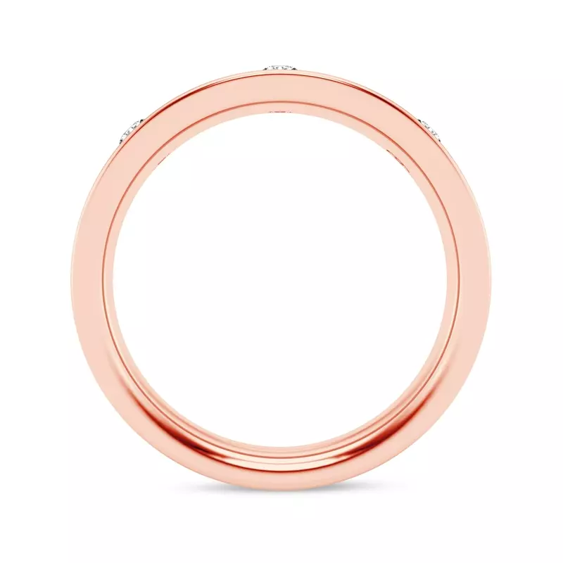 14K Rose Gold Flush Set Round Lab Diamond Band (7mm)
